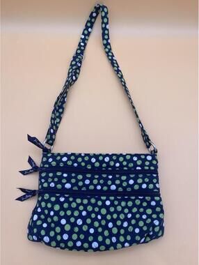 Vera Braley Women's Navy Lucky Dots Pattern Quilted Crossbody Handbag